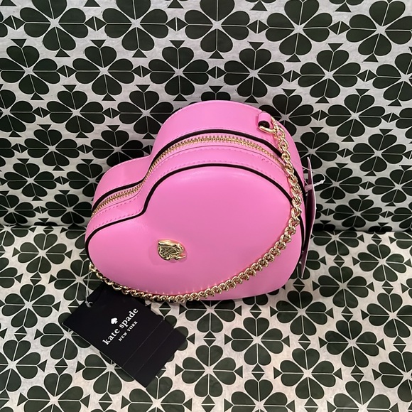 ♠️kate spade Love Shack 3D Mini Heart Crossbody, Surf Pink NWT - Picture 7 of 14
